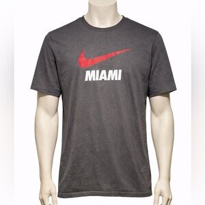 Nike Men’s Gray T-Shirt with Red Swoosh and White MIAMI Graphic